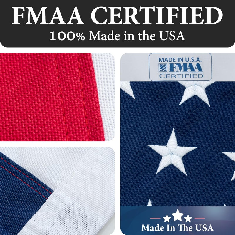 Rushmore Rose USA American Flags for Outside 6X10-100% MADE IN THE USA - Indestructible Heavy Duty Spun Polyester US Flag flags 6X10 outdoor-United States Flags Sewn Stripes and Embroidered Stars - FMAA Certified - Image 3